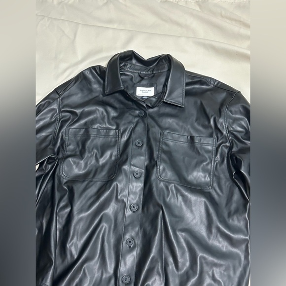 NWT American Eagle Oversized Vegan Leather Shacket in Black - L - Picture 10 of 12